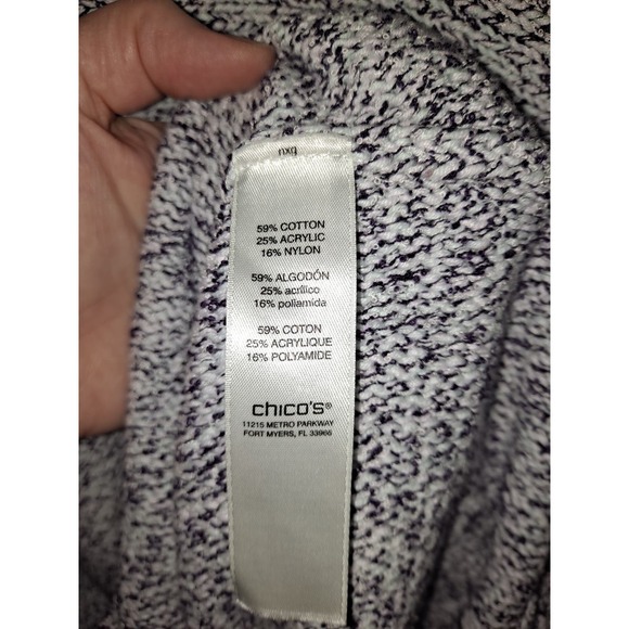 Chicos White and Gray Marled Sweater with Fringe on the Bottom Size XL - Picture 5 of 9